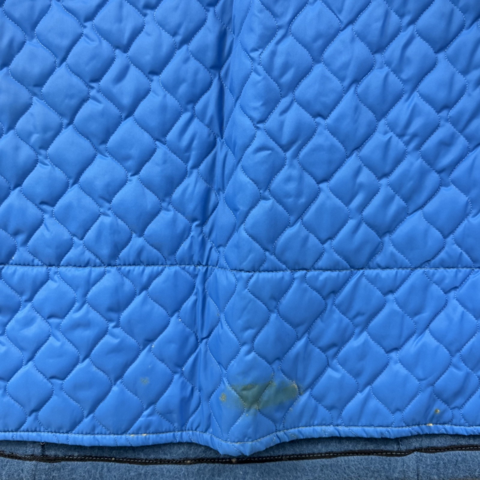 Vintage Hudson's Bay Coat Womens 10 Blue Point Blanket Wool 70s Hooded Zip Lined