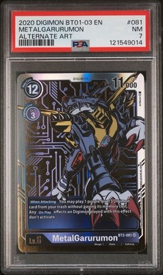 ✨Digimon MetalGarurumon BT01-03 BT2-081 Alt Art Foil Gold PSA 7