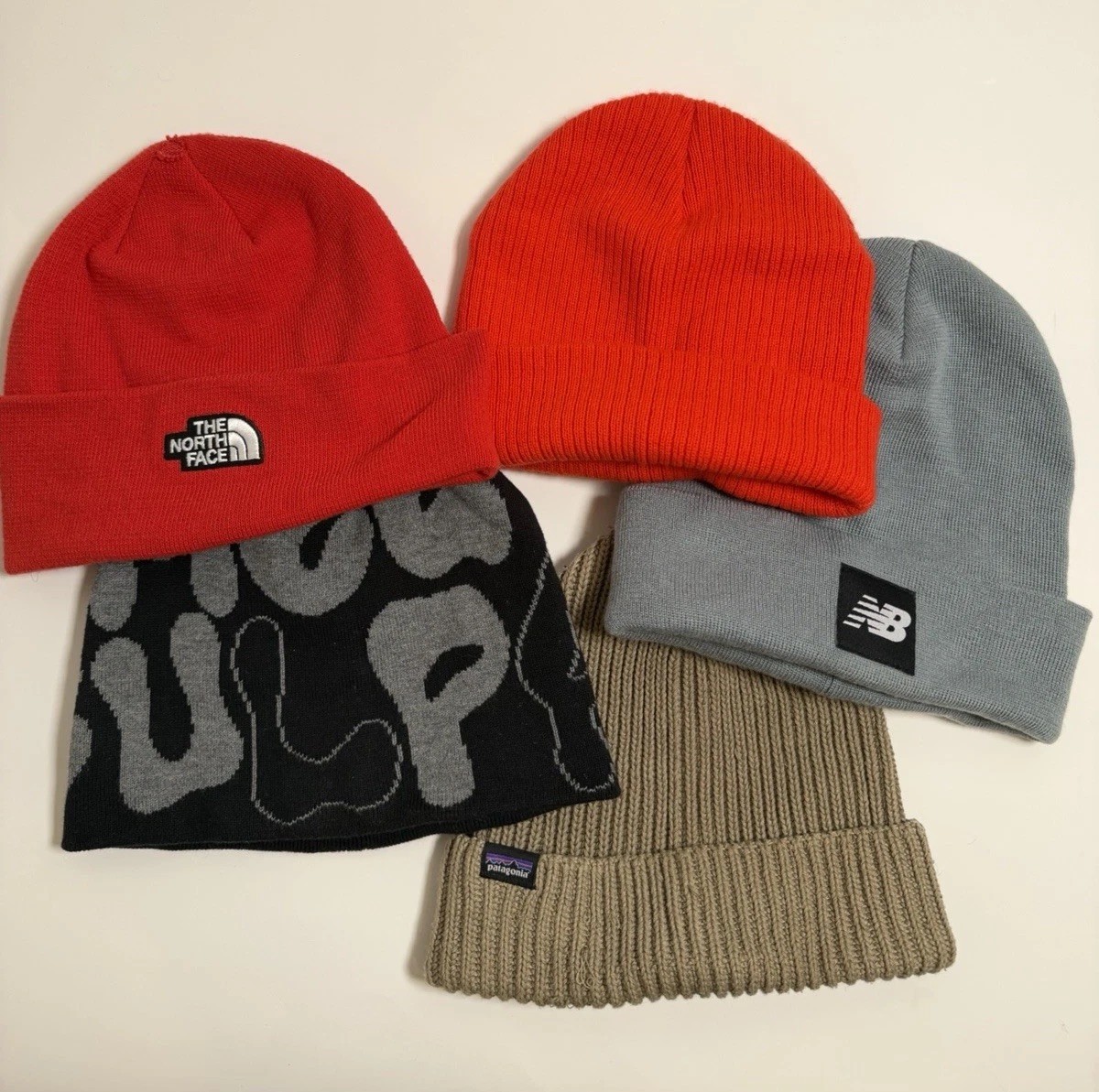 Lot of 5 Beanie Hats The North Face Patagonia H&M Newbalance Mea Culpa