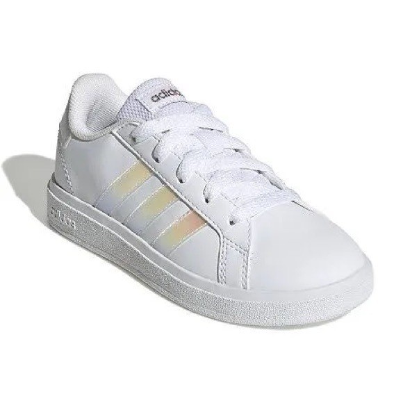 Adidas Grand Court 4.5 Big Kid Girls Sneakers white holographic youth Adidas Grand Court 4.5 Big Kid Girls Sneakers white holographic youth