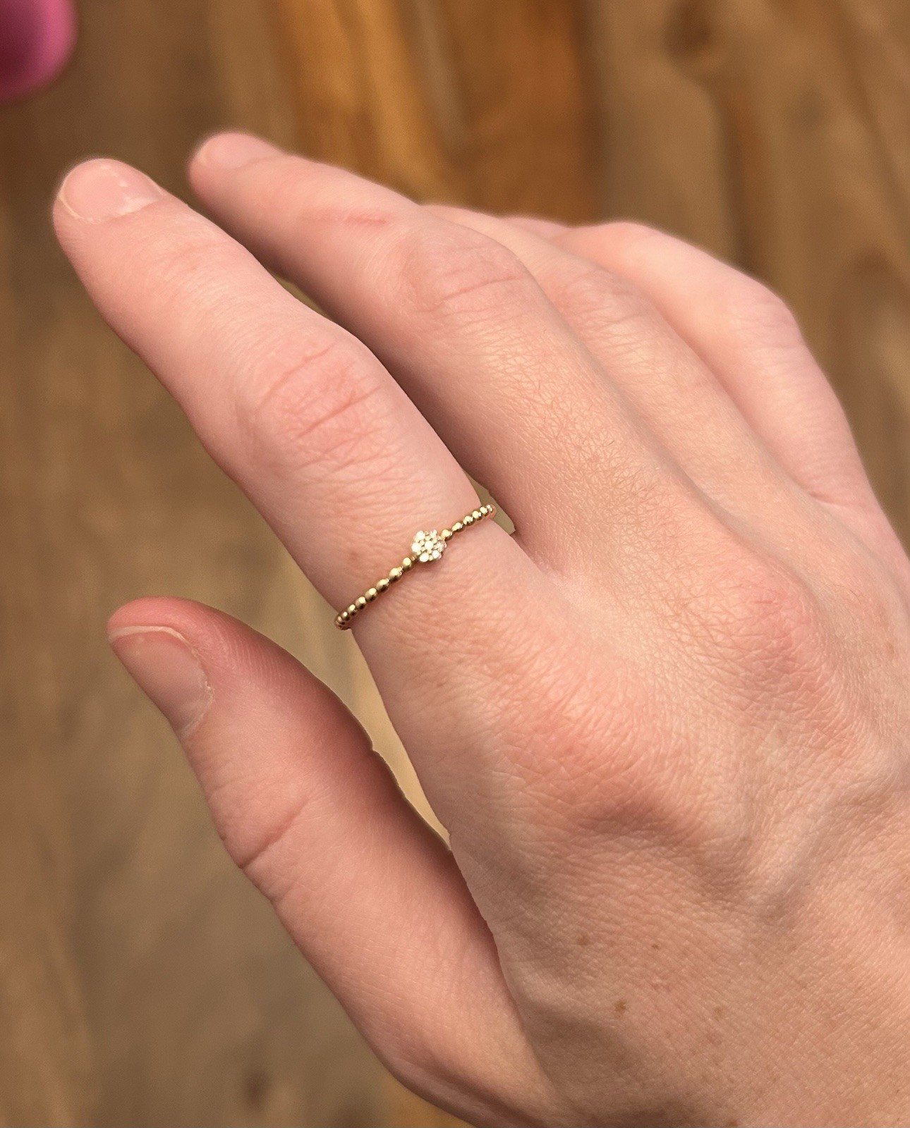 Solid 10k Rose Gold Beaded Stacking Ring Size 7 - image 11