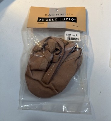 Angelo Luzio 622A Adult 8 Tan Canvas Ballet Slippers Dance Shoes NEW