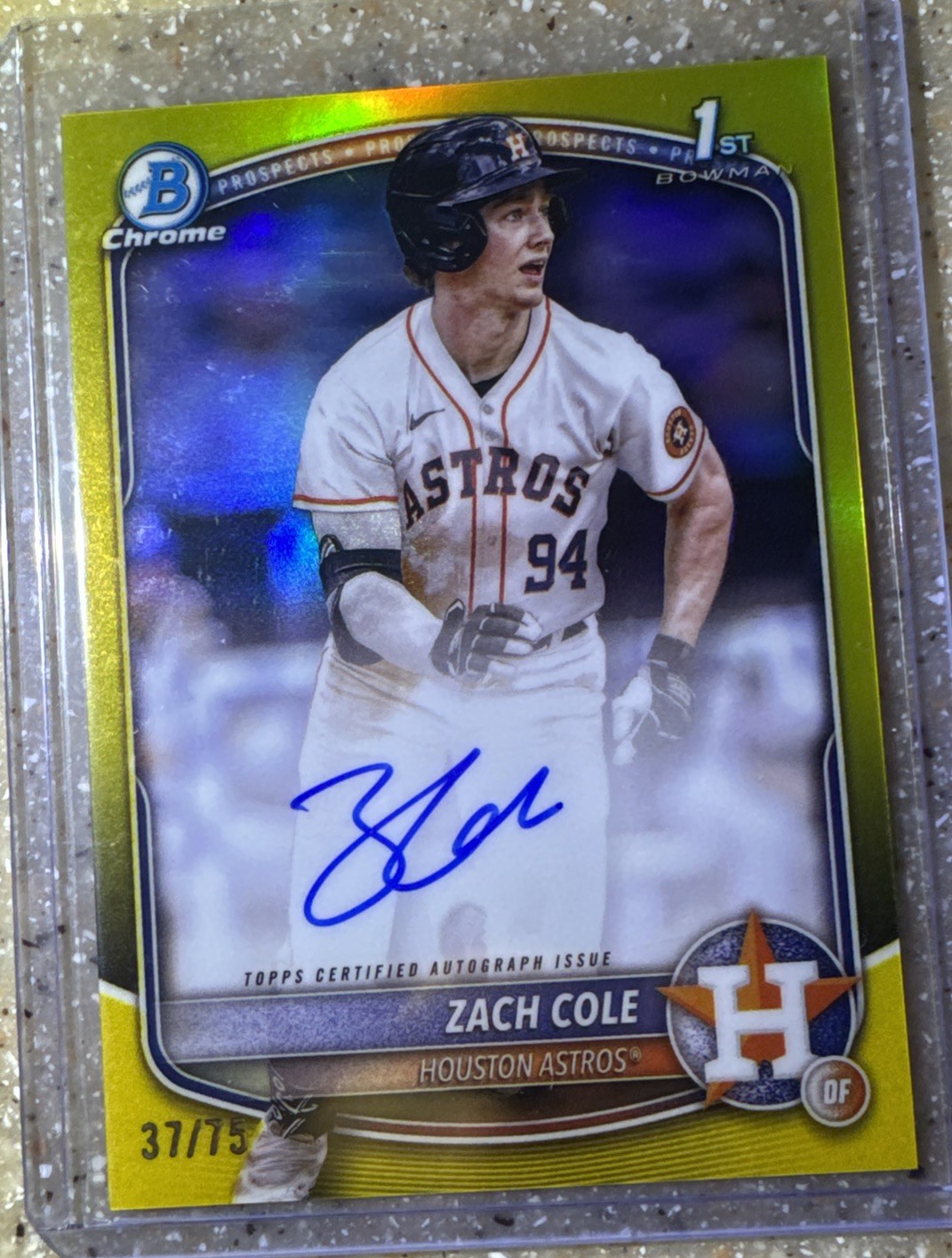 2025 Bowman Chrome Zach Cole Houston Astros 1ST Bowman AUTO Yellow /75
