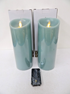 Luminara Sea Glass Flameless Pillar Candle Set 3.5'' x 9'' with Remote