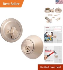 Satin Nickel Anti-Bump Deadbolt Lock Set with 2 Entry Keys - Grade-3 Security