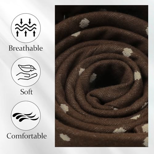 Polka Dot Ties for Men, Cotton Skinny Mens Neckties for Casual, Business, Brown image 3