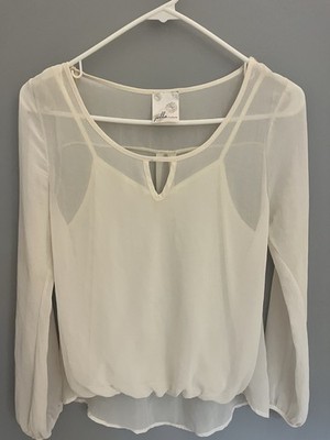 Jella Couture Sheer White Layered Classic Women s S Blouse Capsule Wardrobe