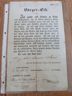 Bürger Eid Actum Hamburgi Schriftstück 1859 Dokument Nr 11 Original