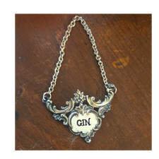 Silver Metal Gin Decanter Label Tag on Chain,...