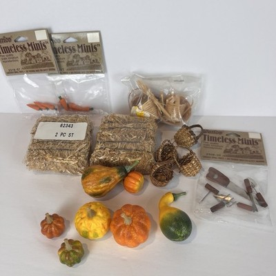 VTG Miniature Americana Fall Garden Tools Kitchen Veg Carrot DOLLHOUSE 1:12 Lot