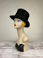 Antique Beaver Fur Black Top Hat "Reeds Philadelphia" AS IS