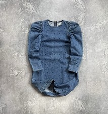 Ulla Johnson Lyna 0/size Dotted Denim Dress 👗 Blue Puff Sleeve