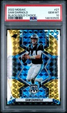 2022 Sam Darnold Panini Mosaic BLACK GOLD Prizm /8 SUPERBOWL CHAMPION! PSA 10