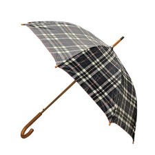 Rainbrella Classic Auto Open Umbrella with Real Wooden Hook Handle, Black Pla...