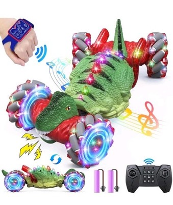 Dinosaur Remote Control 360° Twist Stunt RC Car Watch Motion Green / Red Kids 6+