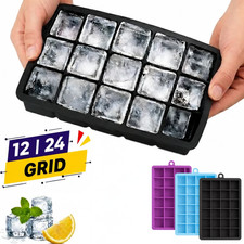 15|24 Grid Square Ice Cubes Tray Silicone Old Fashioned Large Ice Cube Mould UK