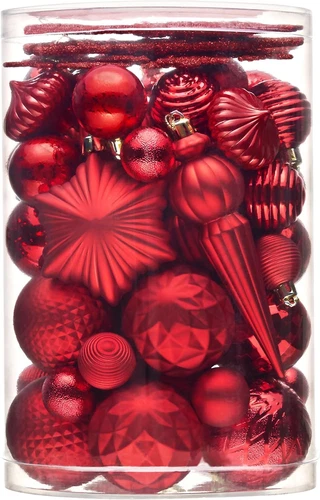 Valery Madelyn Christbaumschmuck 60 Teile, rote Weihnachtskugeln - Bild 1 von 7