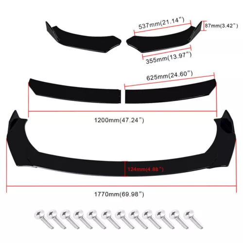 For Acura TSX 2004-14 Front Bumper Lip Chin Spoiler Body Kit Splitter Side Skirt