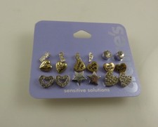 sensitive solutions silver tone earrings 9 assorted pairs stars hearts Claire's