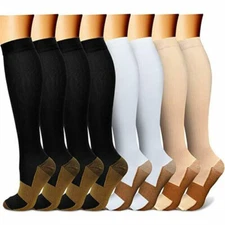 Sport Compression Socks Running Long Stockings Ankle Pairs 30-40 mmhg Knee High