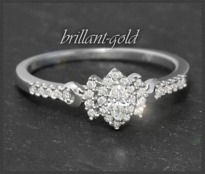Brillant Ring mit 0,40ct Diamanten, 10 Karat Weißgold Damenring - Bild 1 von 4