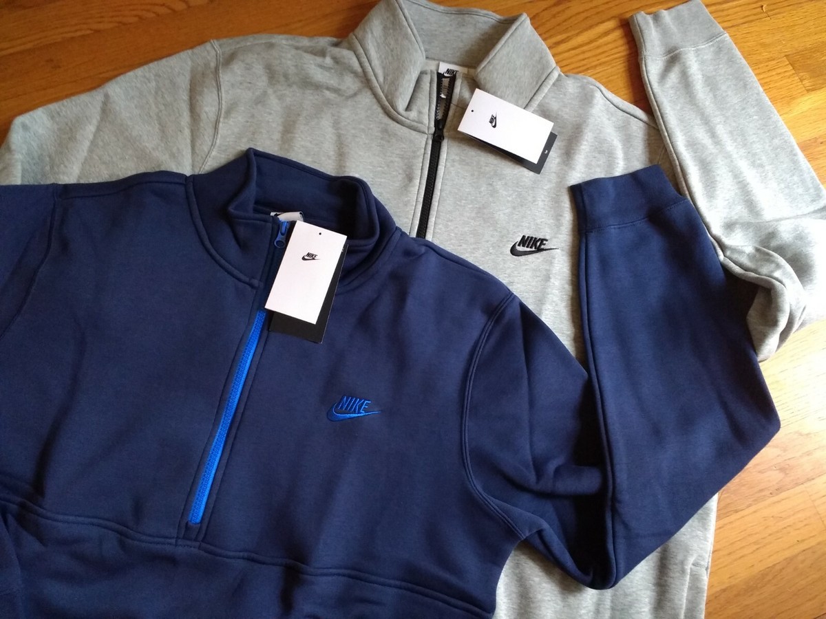 NWT, Nike Men's Club Brushed-Back 1/2 Zip Fleece Pullover Sweatshirt  #DD4732 | eBay