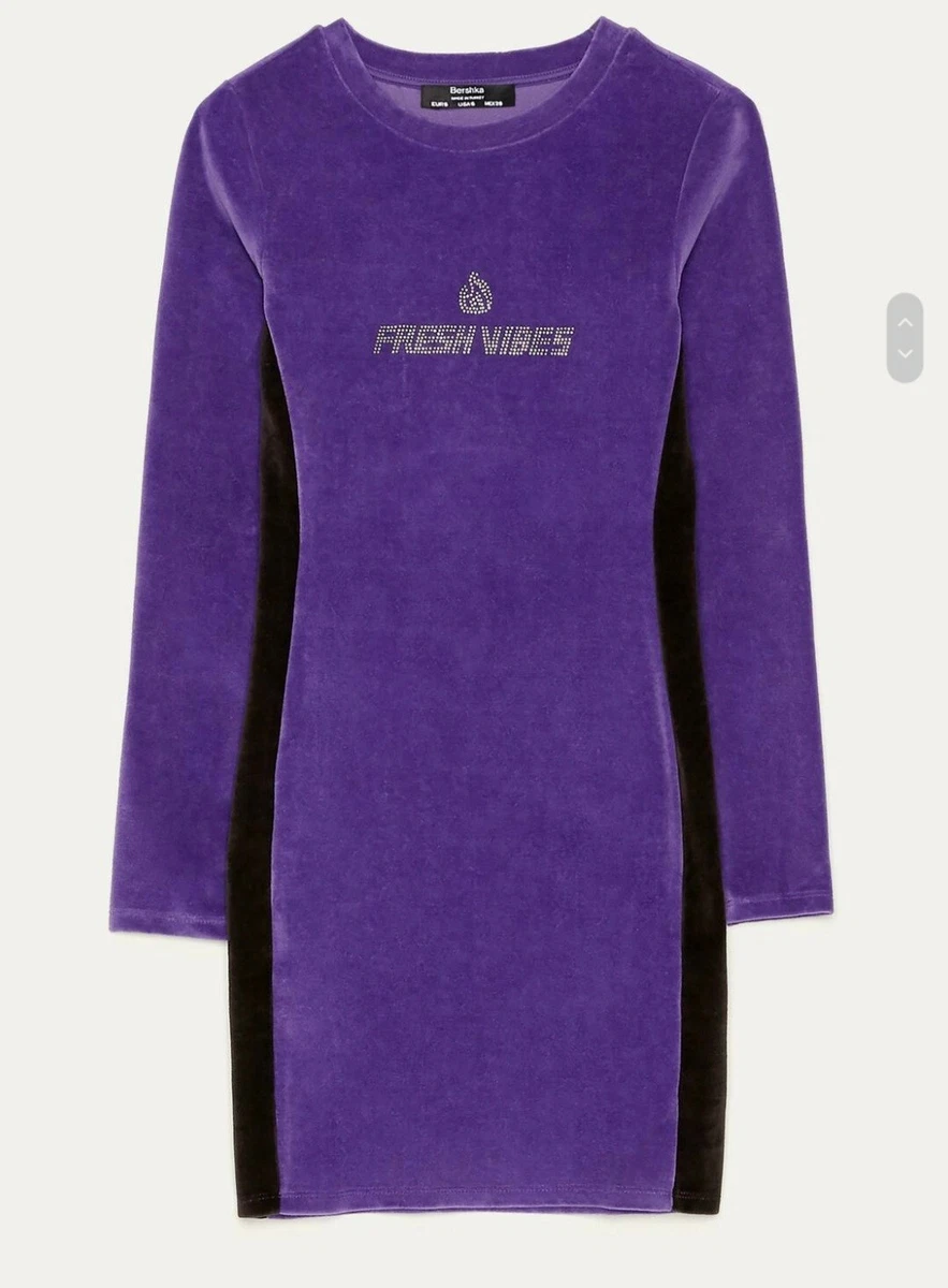 NWT Bershka S Women dress Fresh VIBES Purple Velvet . eBay