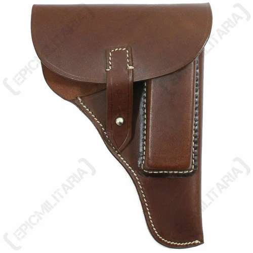 WW2 German Walther PPK 7.65 Holster in Brown Leather - Military Army Field Gear