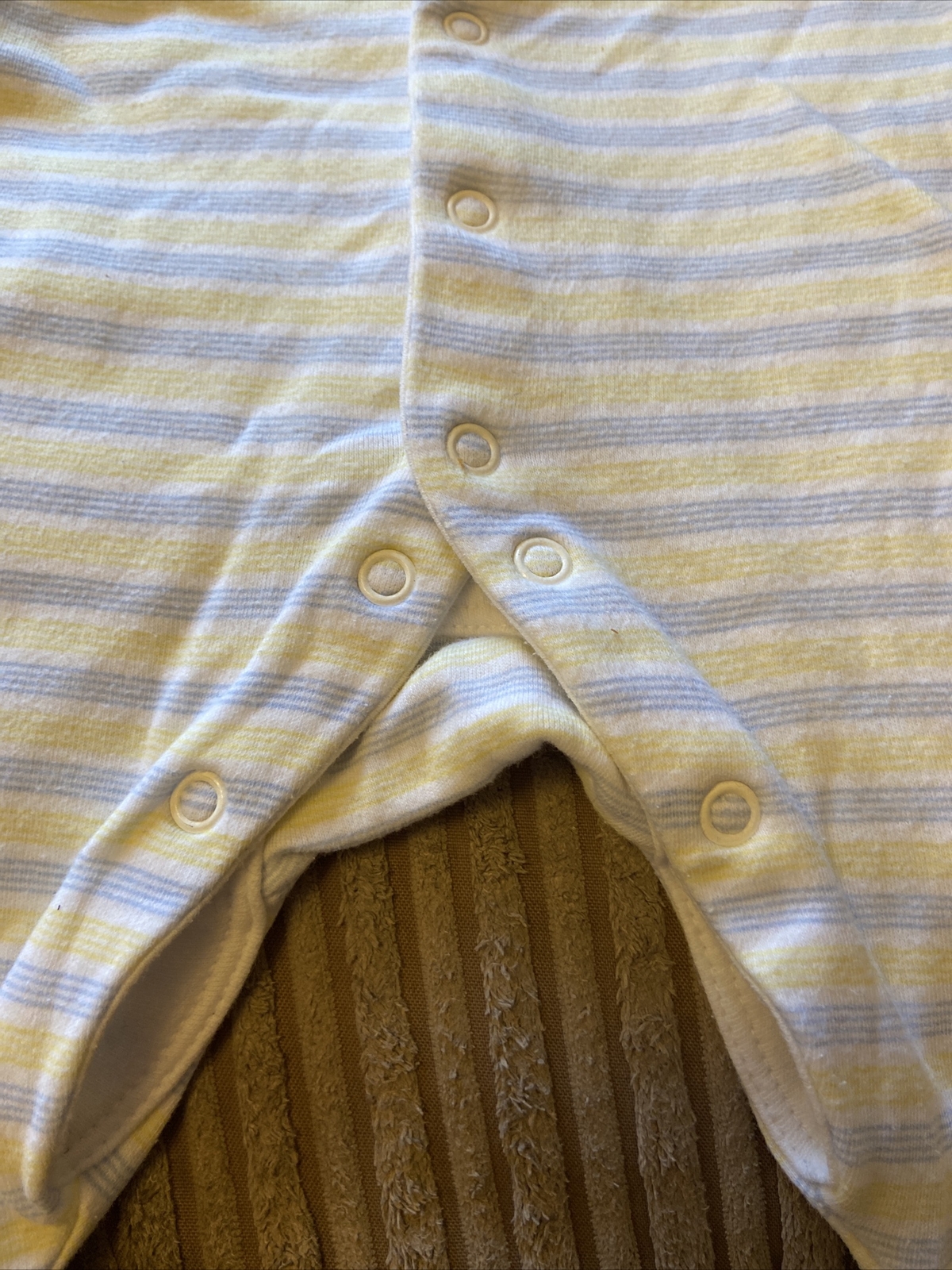 BABY GROW-0-3 MONTHS-YELLOW-BLUE-WHITE-STRIPE-UNISEX image 3