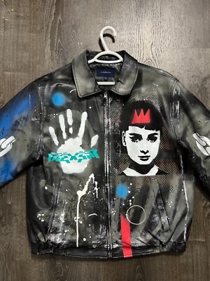 VIntage Custom made multicolor Y2K heavy metal black 100% leather