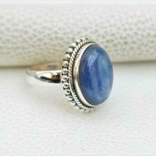 925 Sterling Silver,Natural Blue Kyanite Gemstone Ring,Handmade Women Jewelry