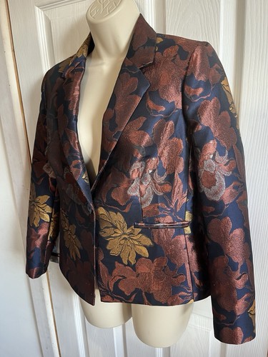 Women's Next Petite Blazer Navy Blue, Gold, Bronze and Copper Size UK 10 - Picture 7 of 24