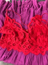 FREE PEOPLE Adella Strappy Crochet Lace Ruffled Trapeze Mini Slip Dress MEDIUM