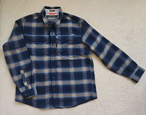 EDDIE BAUER Mountain Ops Classic Fit Heavyweight Flannel Shirt Men’s XL Blue EUC