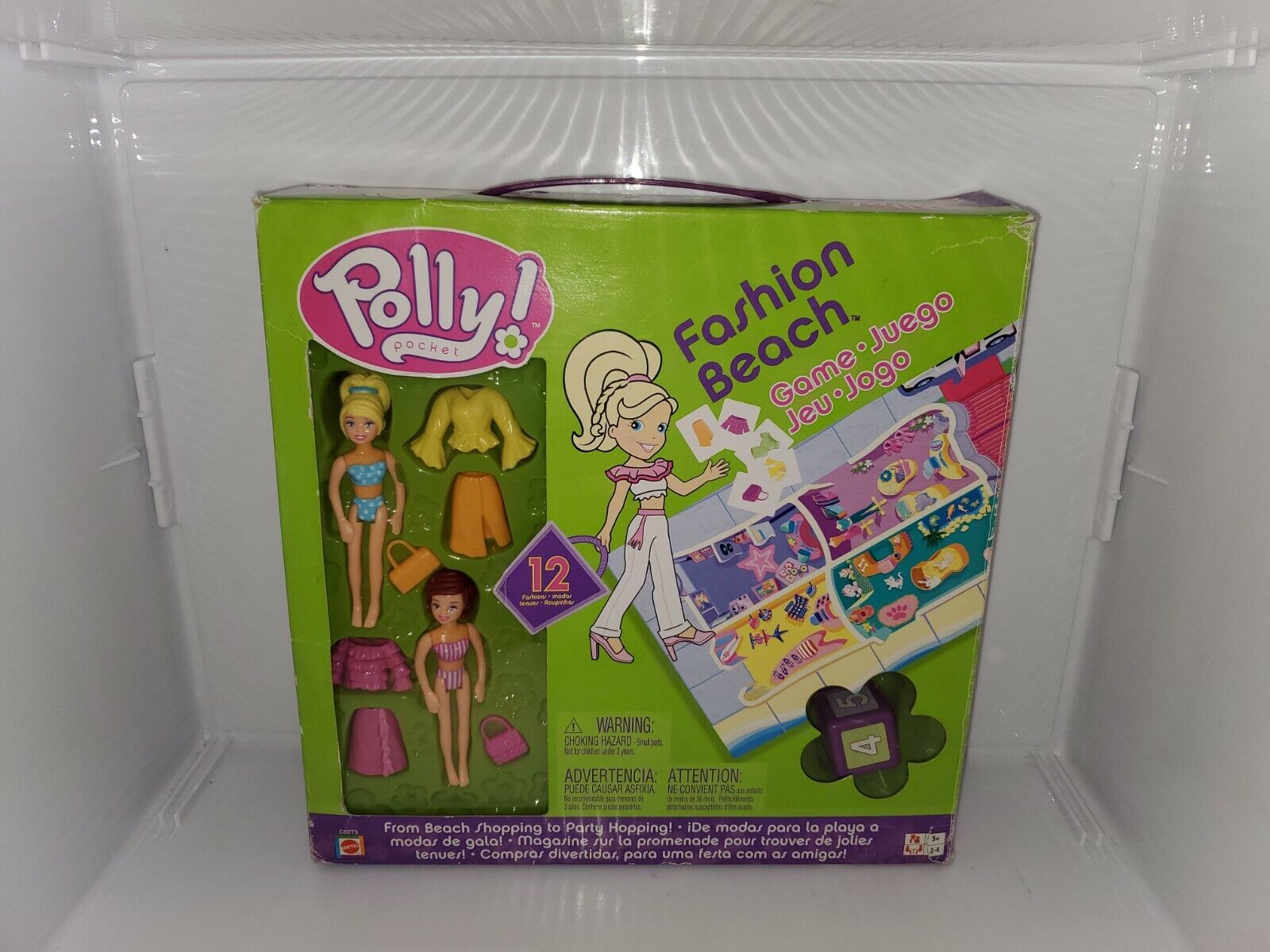 POLLY POCKET FASHION BEACH GAME MATTEL 2003 C6273 & UNOPENED for