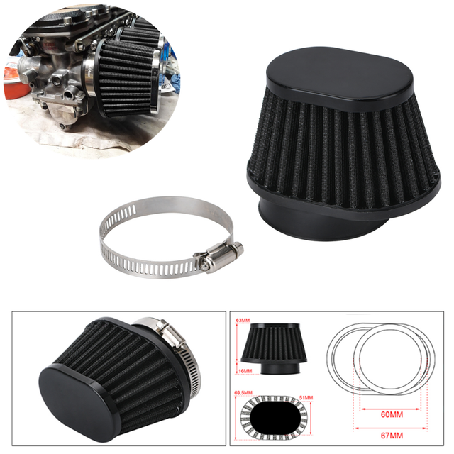 2Pcs 60mm Motorcycle Turbo Cold Air Intake Cone Filter Clearner Pod