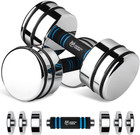 Adjustable Chrome Dumbbells with Foam Handles - 5 to 50 Lbs for Home Gym