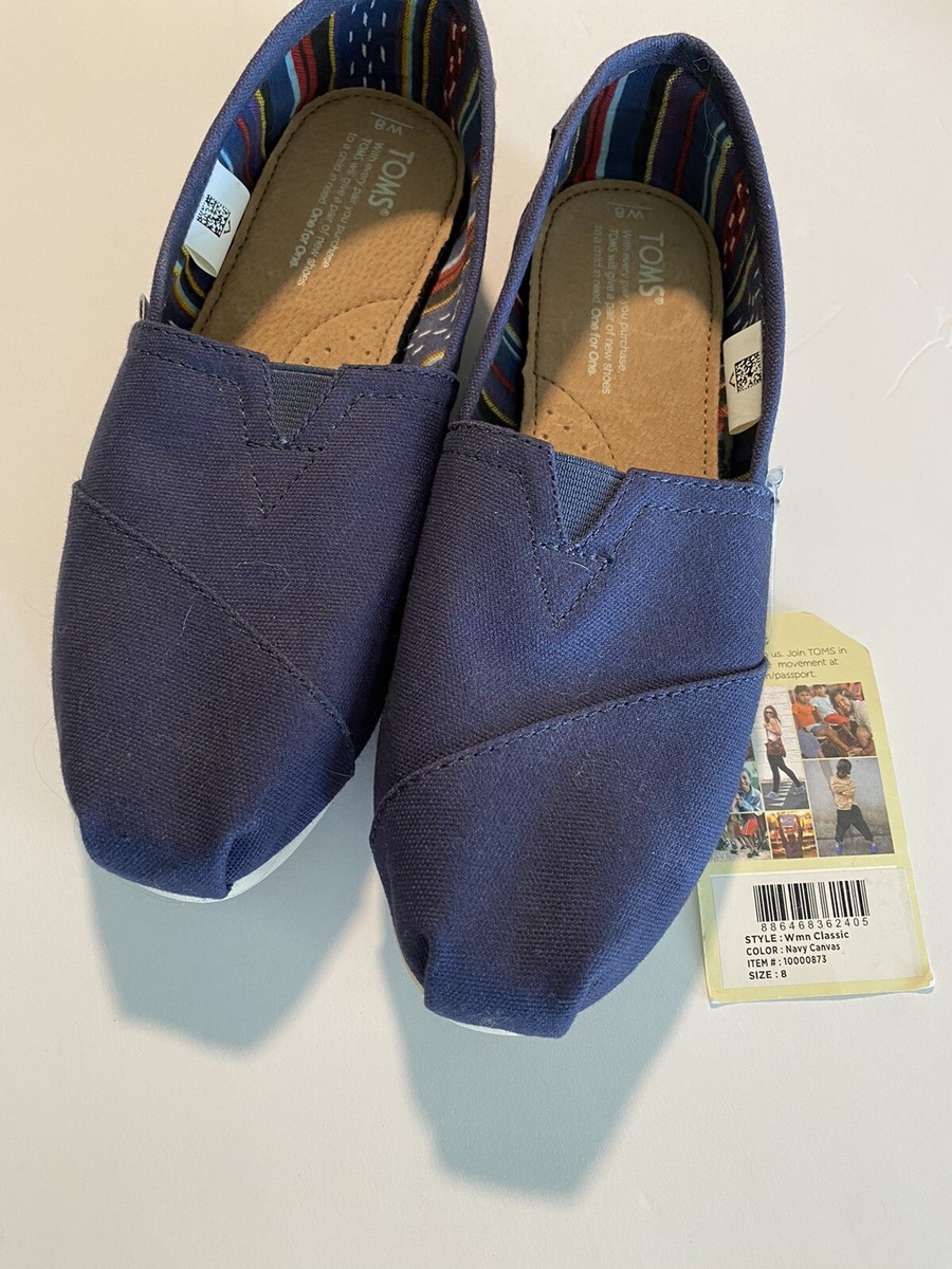 TOMS Women's Canvas Classics Navy US Flats Slip On Comfort Shoes