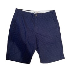 J CREW DARK BLUE PRINT DESIGN MENS 33 flat front walking short EUC Casual Cotton