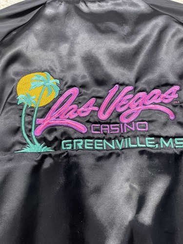 Vintage West Ark Black Las Vegas Casino Satin Jacket Size Large Made In USA GUC