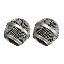 SM58 Grill for Shure rk143 sm58 Grille Replacement Ball Head Mesh Silver 2 Pack