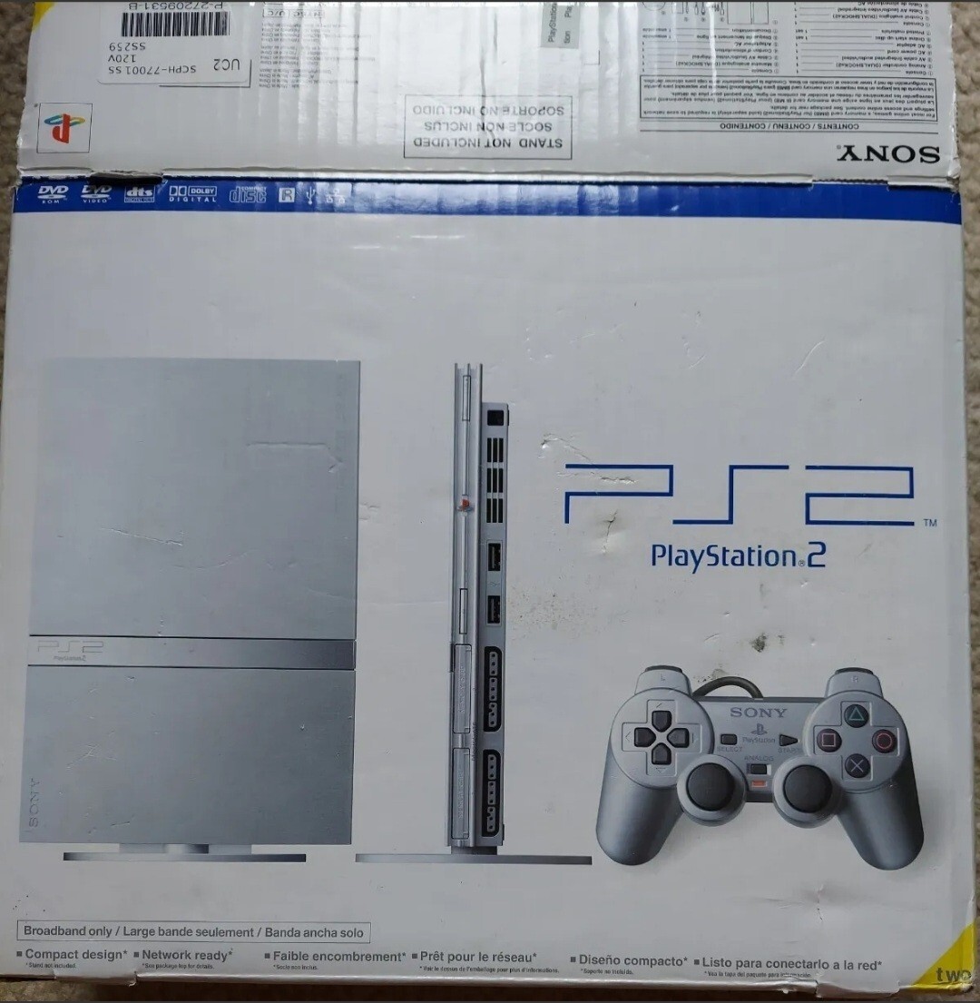Playstation 2 PS2 Slim Silver SCPH-77001 CIB With Extra Silver