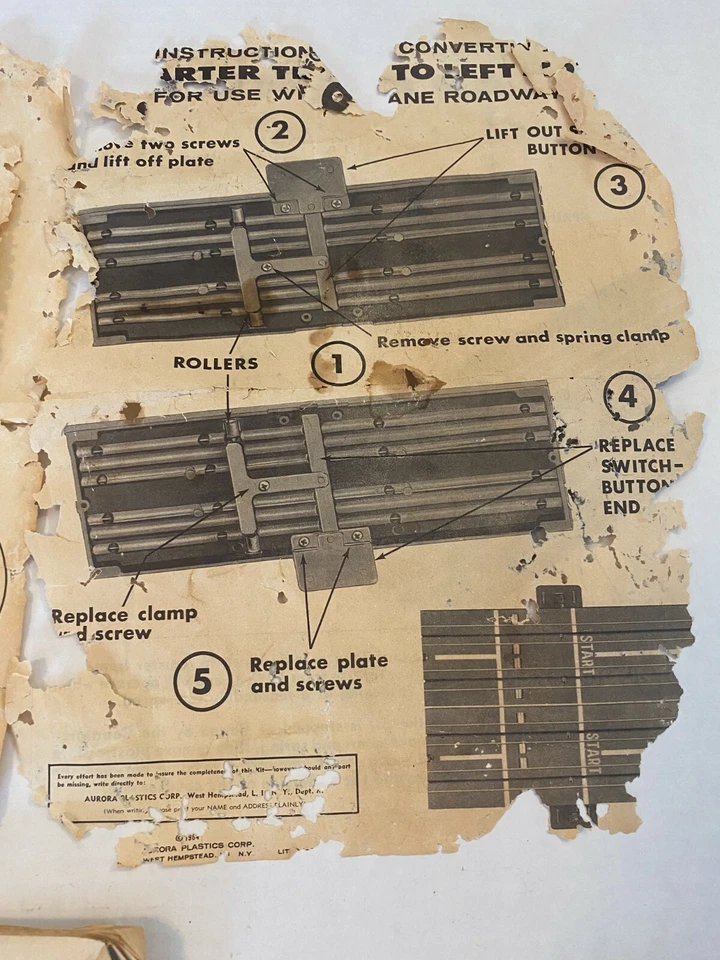 MAL ESTADO Modelo Aurora Motor Instrucción Lote Estación de Servicio Ranura Coche Antiguo Foto 3 de 4
