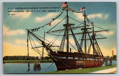 Newport RI USS Constellation Queen Elizabeth Birthday 1937 HMS York Posted 1955