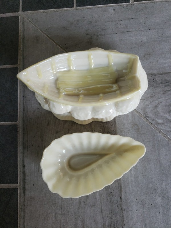 Belleek Boat And Salt Dish