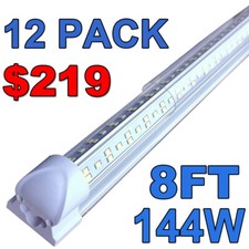 8ft Led Shop Light 144w 4 Row 96 Inch Cooler Door Freezer Led Tube Fixture 12 Pc