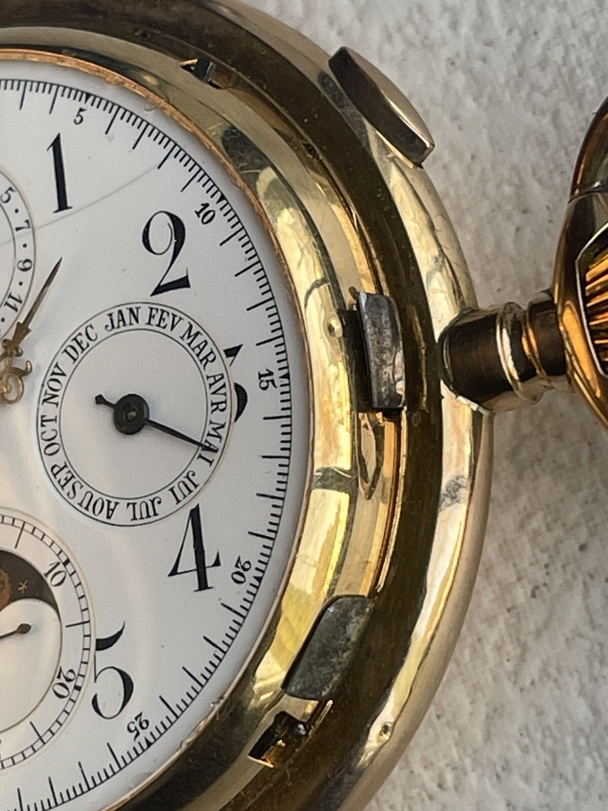 Antique Invicta Minute Repeater Moonphase Pocket Watch Size 18 18K gold