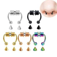 3pc Magnetic Fake Septum Nose Ring Segment Ear Tragus Faux Clicker Non Piercing