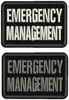E Management EmbroideryPpatch 2x3. hook on back blk/white & BLK/GR