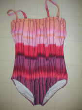 GOTTEX Pink  Multicolor Golden Hour 1 Pc Bandeau Style Swimsuit Sz 12 NWT